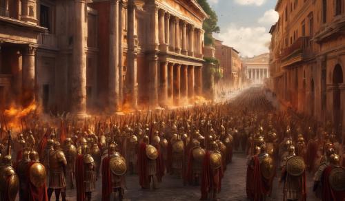 Roman Empire legiong in the street of Rome