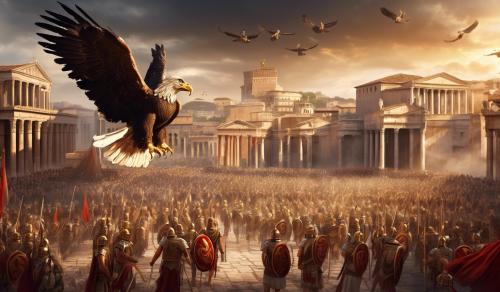 Roman Empire legions with eagle in Rome 