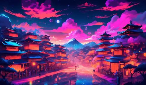 make a Naruto cute wallpaper with ambient and neon colours 