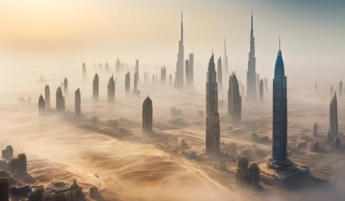 Foggy post apocolyptic Dubai from a distance