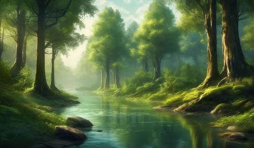 Forest with a calm river