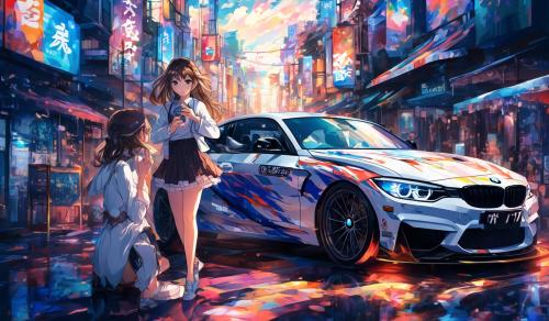 Bmw with a girl on it