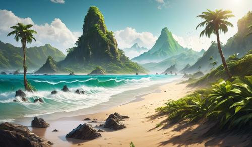 horizon forbidden west beach 4k background with some mountain and greenery details along with alloy standing in a long angle with precise detailing