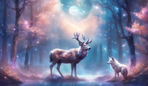 Deer and wolf in love