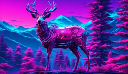 Vaporwave male deer