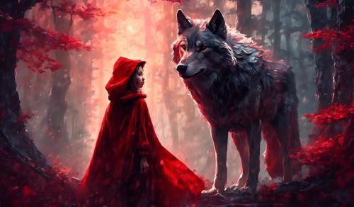 Little red riding hood and a big wolf