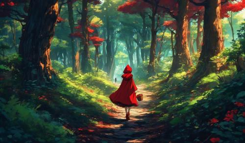 Isekai little red riding hood in a distant forest