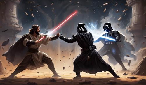 Jesus fighting darph vader