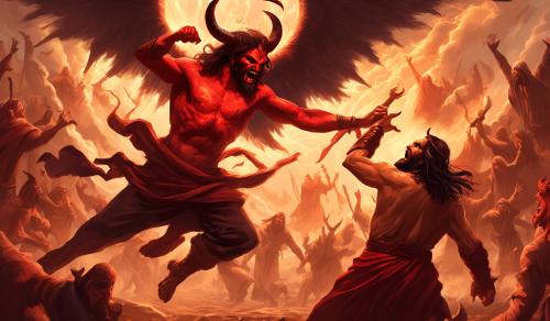 Satan  fighting jesus