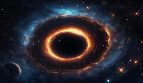 a8k pic of a blackhole in the middle of the space and stars