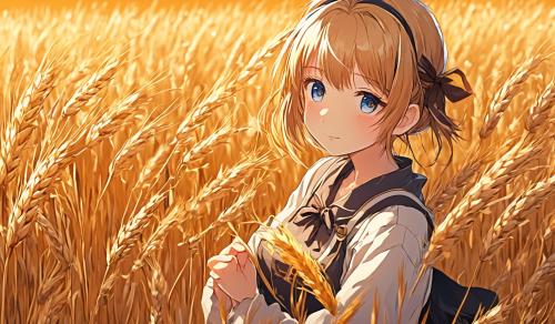 girl in middle of wheat field