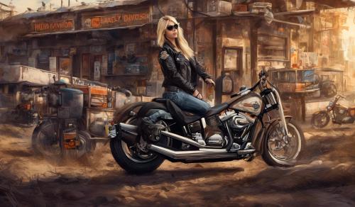 Rubia en una Harley Davidson