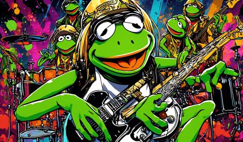 Kermit the frog in a metal band