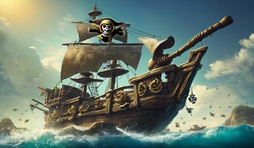 Una tortuga con la jolly roger de los pirata de sombrero de paja