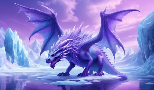 an ice purple dragon in a ice and purple place