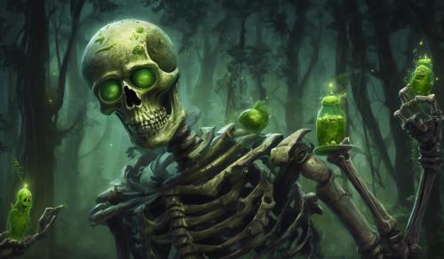 skeleton with pickle eyes