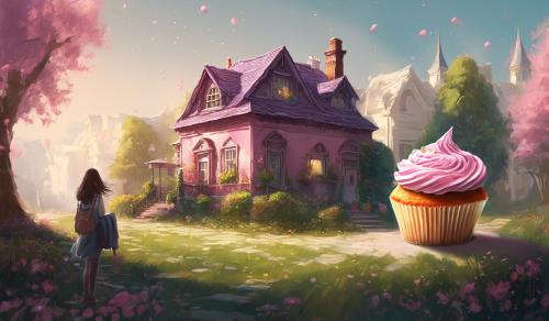 cupcake, person, house