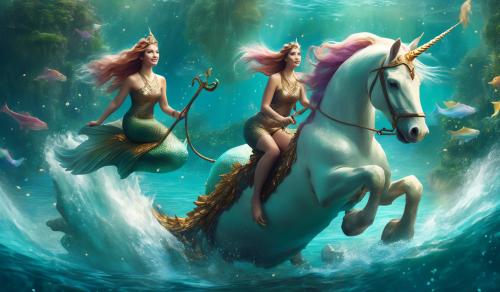 mermaid riding a unicorn