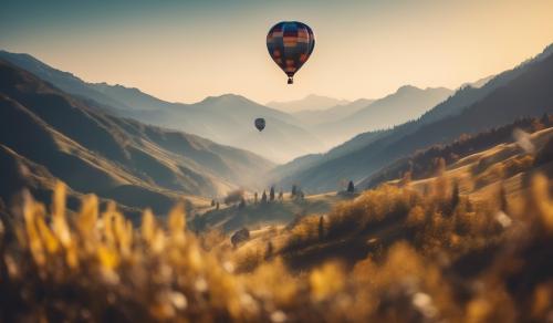 Hotair balloon in the mountains