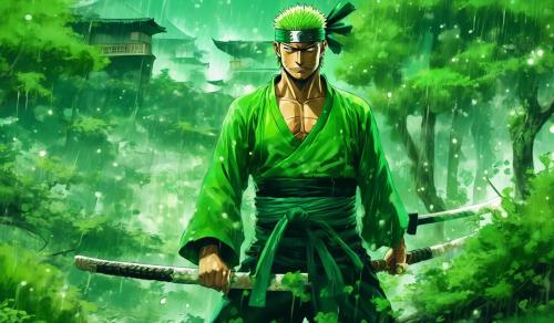 zoro roronoa con verde brillante 