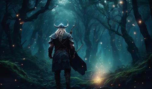 Viking archer in a dark forest