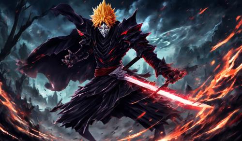 Ichigo Kurosaki transformado en Vasto lorde