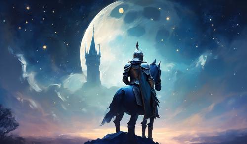 knight looking at the moon