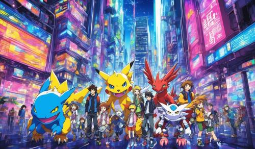 Digimon in a cyber city