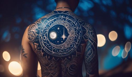 Moon with Polynesian tattoo design