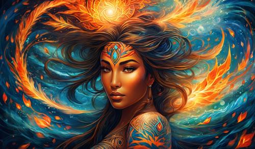 polynesian tattoo of the elements - water, earth, fire, love