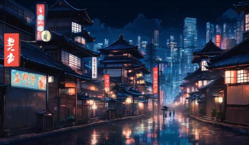 Japan at night anime aesthetics