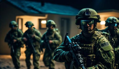 Infantry soldiers night vision raiding house military realistic