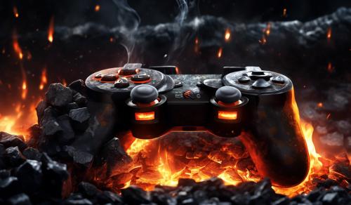 Gaming Console on Burning coal