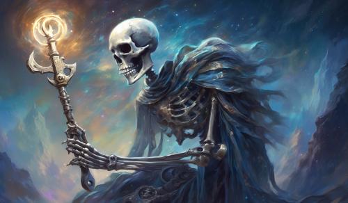 Skeleton holding a wrench 