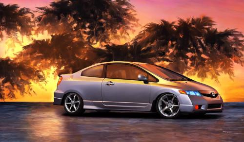 2006 honda civic coupe in sunset