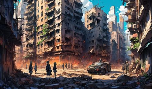 A war torn city