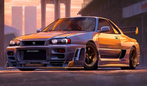 Nissan skyline gtr 34   couché de soleil