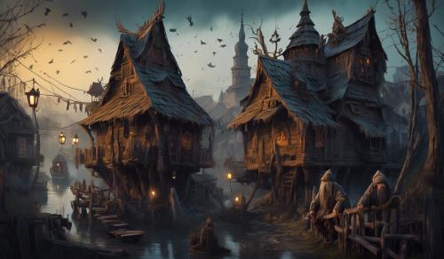 Baba yaga mythical creature in a slavic city 