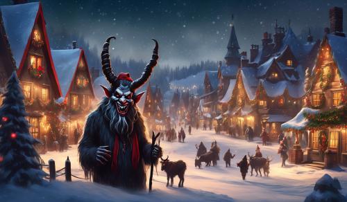 Krampus in a Christmas village