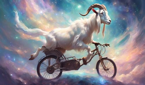 Goat riding a bike