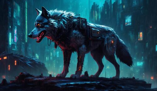 Fantasy cyberpunk horror wolf