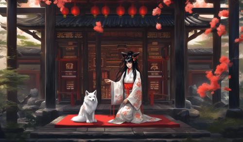 Kitsune, Shrine maiden, black hair