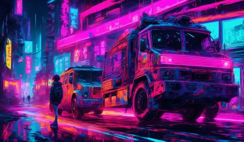 Moving anime in neon punk color