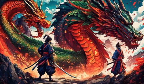 samurai confronts dragon