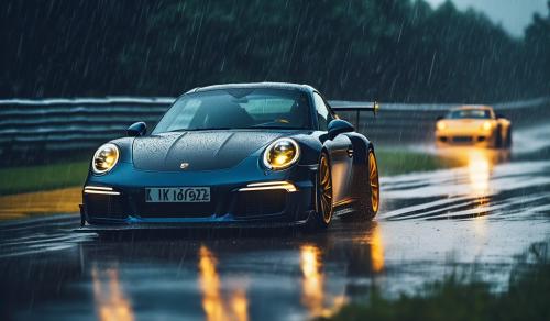 Porsche 911 track day . rain day beautifull  4k pic.