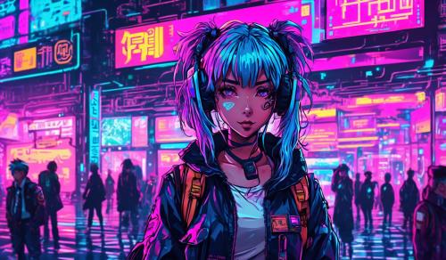 anime, cypherpunk, schoolgirl