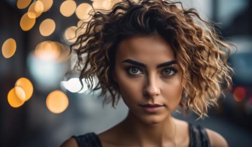 CHICA CON OJOS OSCUROS CABELLO CORTO 