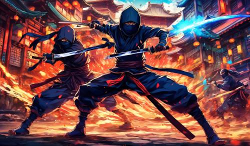 two ninja fight