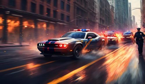 Hellcat being chased by police cars