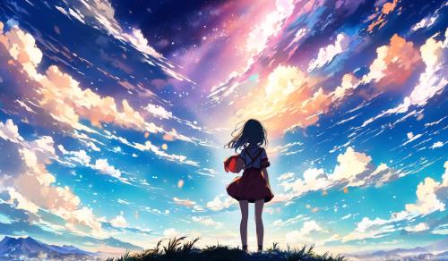 Anime girl looking out into the horizon